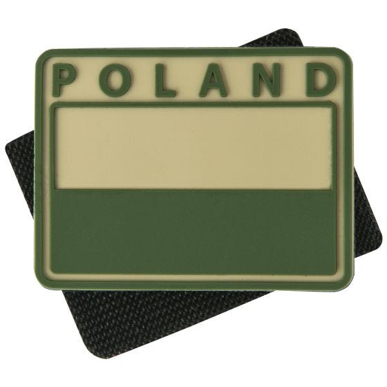 Helikon Patch Polnische Flagge mit POLAND-Schriftzug in gedämpfter Farbe Khaki 2 Stück