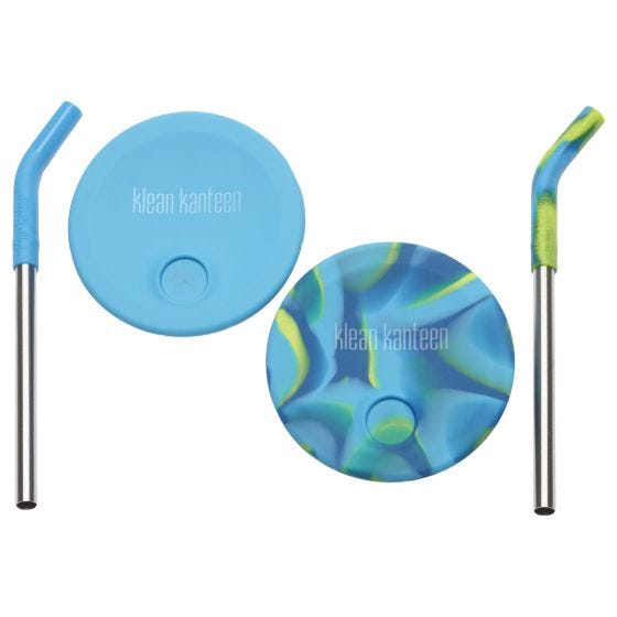 Klean Kanteen Kid's Cup Straw Lid 2-Pack - Blau/Blau Tie Dye
