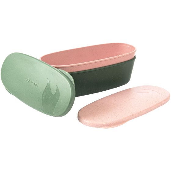 Light My Fire SnapBox Oval Bio Lunch-Box 2 Pack - Sandy Green/Dusty Pink