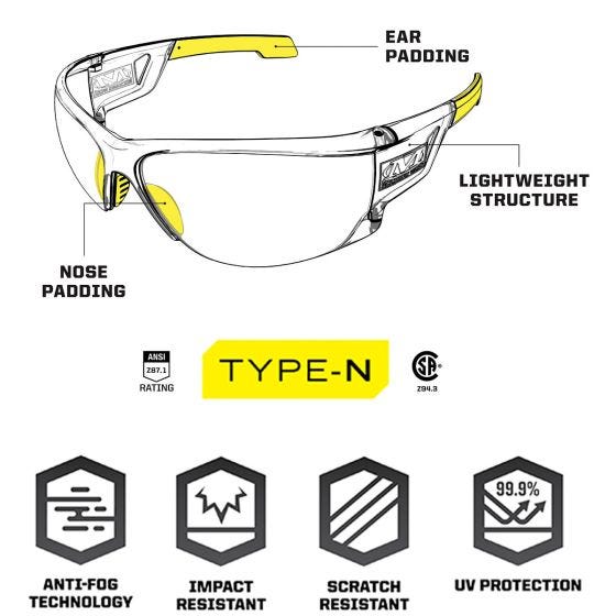 Mechanix Wear Vision Type-N S2 Brille - Bernsteinfarbene Linse Bernsteinfarbener Rahmen