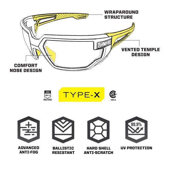 Mechanix Wear Vision Type-X F Brille - Klare Linse Schwarzer Rahmen