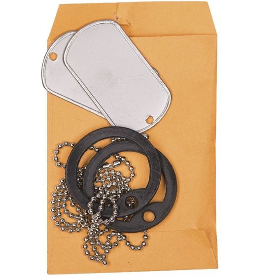 Mil-Tec US Original Dog Tag Poliertes Erkennungsmarken-Set mit Gummiring