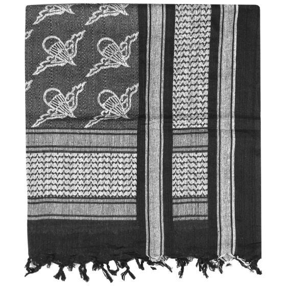 Mil-Tec Shemagh-Tuch mit Fallschirmjäger-Motiven Schwarz / Weiß