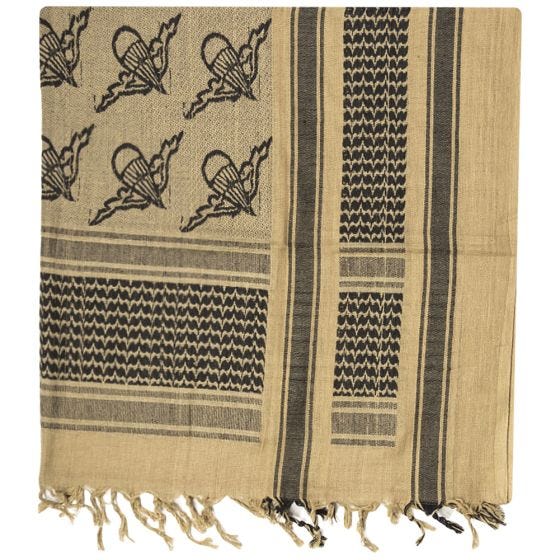 Mil-Tec Shemagh-Tuch mit Fallschirmjäger-Motiven Coyote / Schwarz