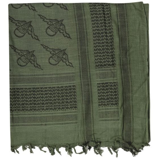 Mil-Tec Shemagh-Tuch mit Fallschirmjäger-Motiven Olivgrün / Schwarz