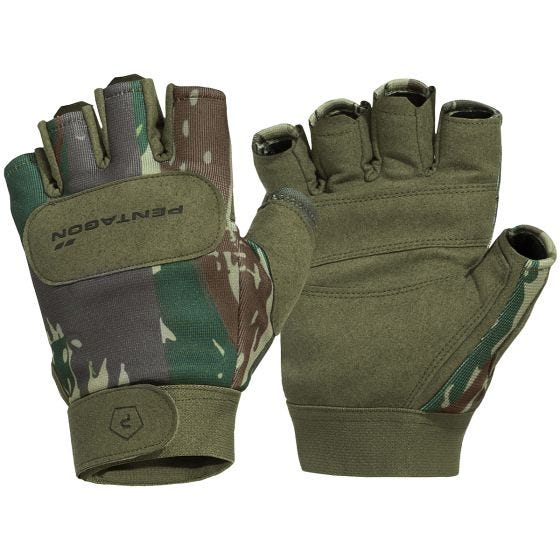 Pentagon Duty Mechanic Halbfinger-Handschuhe Greek Lizard