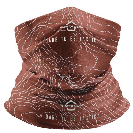 Pentagon Skiron Topographic Map Halsmanschette - Maroon Red