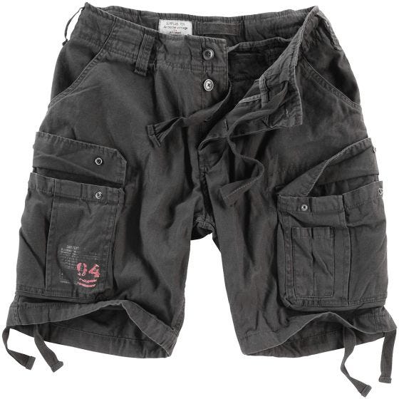 Surplus Airborne Shorts im Vintage-Stil Ausgewaschenes Schwarz