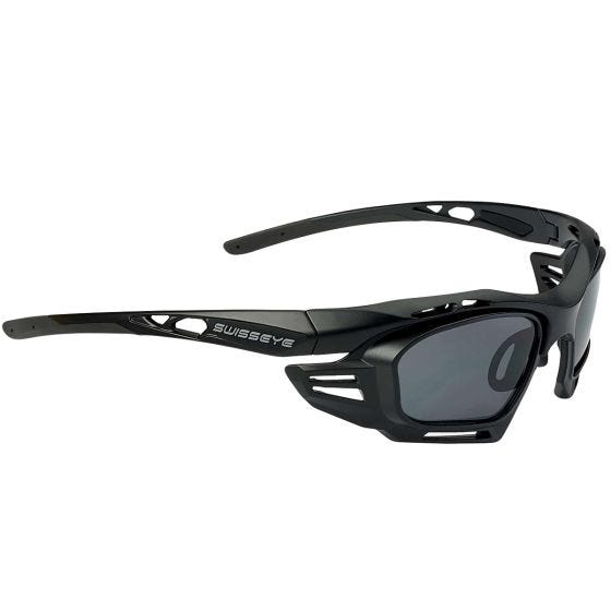 Swiss Eye M-Cover 6C Sonnenbrille - Einsätze Schwarz/Rauch, Ersatzgläser Orange / Schwarz Matt/Schwarzer Rahmen