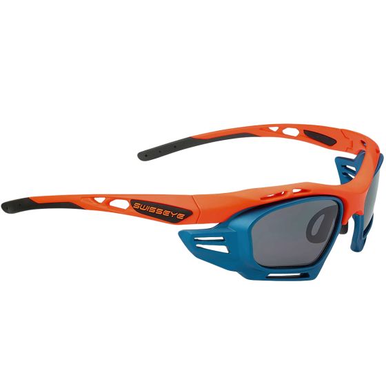 Swiss Eye M-Cover 6C Sonnenbrille - Einsätze blau/rauchfarben / Ersatzgläser orange / Rahmen orange matt/schwarz