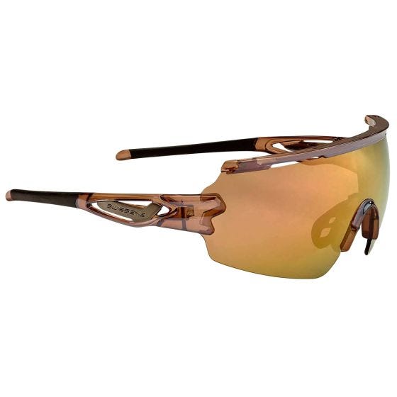 Swiss Eye Signal RX Sonnenbrille - Braungoldene Revo-Linse / Glänzender Laserkristall-Braun/Schwarzer Rahmen