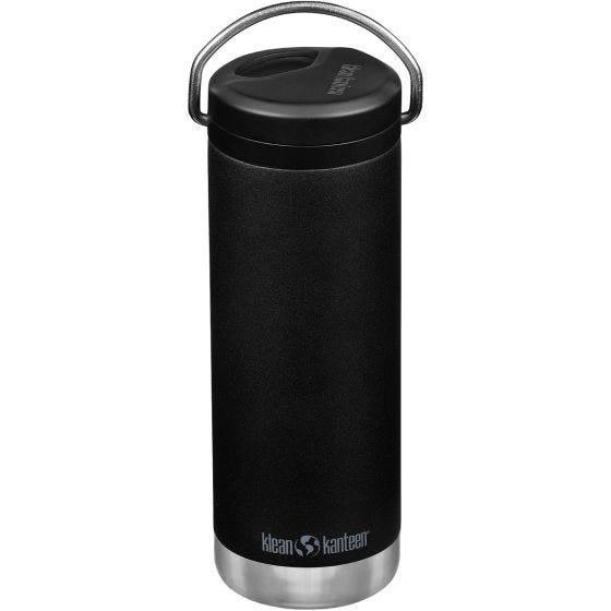 Klean Kanteen TKWide 473 ml Isolierte Trinkflasche mit Twist Cap w/Straw - Schwarz