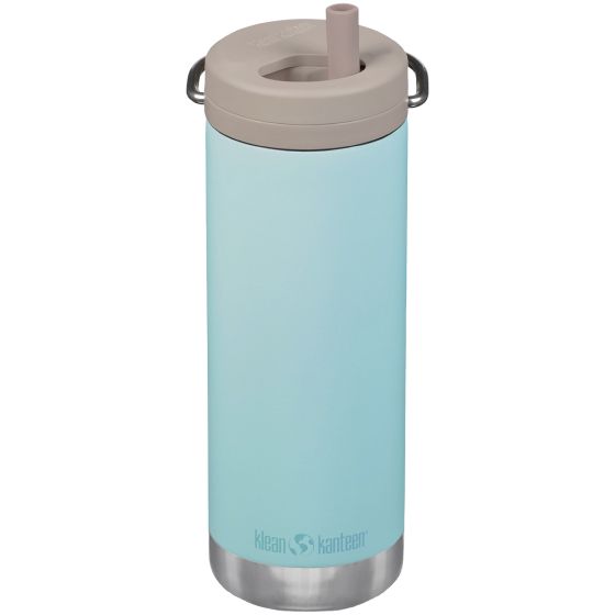 Klean Kanteen TKWide 473 ml Isolierte Trinkflasche mit Twist Cap w/Straw - Blue Tint