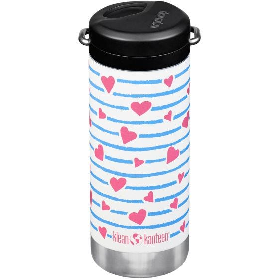Klean Kanteen TKWide 355ml Thermosflasche Twist Cap w/Straw - Heart Stripe