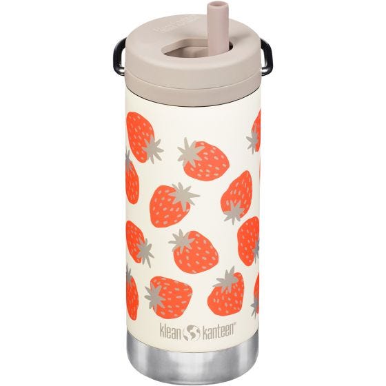 Klean Kanteen TKWide 355ml Thermosflasche Twist Cap w/Straw - Strawberries