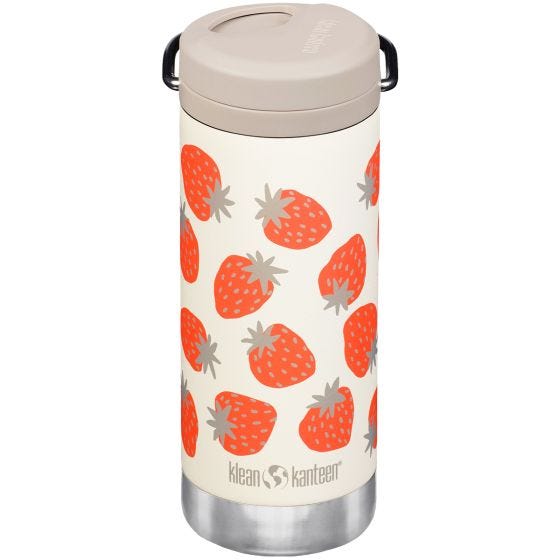 Klean Kanteen TKWide 355ml Thermosflasche Twist Cap w/Straw - Strawberries
