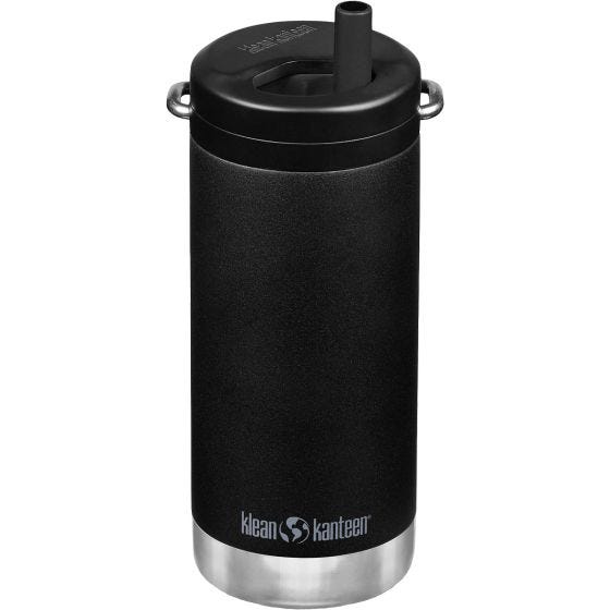 Klean Kanteen TKWide 355ml Thermosflasche Twist Cap w/Straw - Schwarz