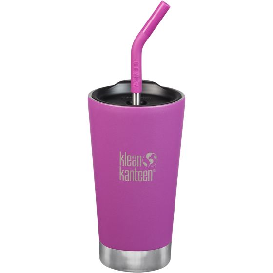 Klean Kanteen 473 ml Vakuumisolierter Tumbler mit Trinkhalm und Deckel Berry Bright