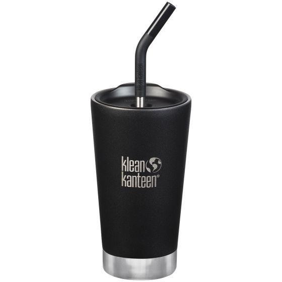 Klean Kanteen 473 ml Vakuumisolierter Tumbler mit Trinkhalm und Deckel Shale Black