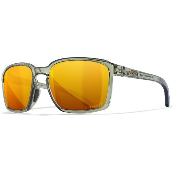 Wiley X WX Alfa Brille - Captivate Polarized Bronze Mirror Lenses / Gloss Crystal Light Oliv/Grau