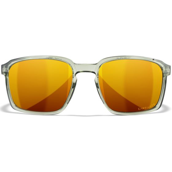 Wiley X WX Alfa Brille - Captivate Polarized Bronze Mirror Lenses / Gloss Crystal Light Oliv/Grau