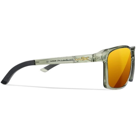 Wiley X WX Alfa Brille - Captivate Polarized Bronze Mirror Lenses / Gloss Crystal Light Oliv/Grau