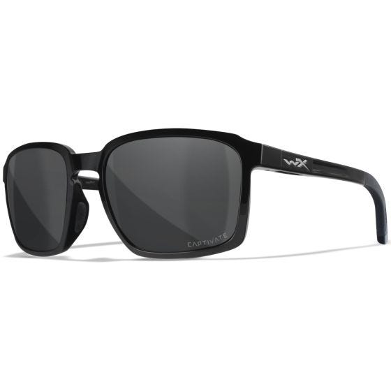 Wiley X WX Alfa Brille - Captivate Polarized Grau Lenses / Hochglanz Schwarz Frame