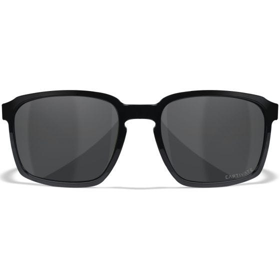 Wiley X WX Alfa Brille - Captivate Polarized Grau Lenses / Hochglanz Schwarz Frame