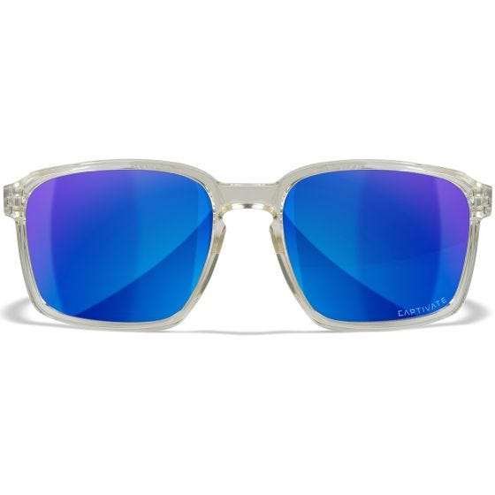 Wiley X WX Alfa Brille - Captivate Polarized Blau Mirror Lenses / Gloss Clear Crystal Frame