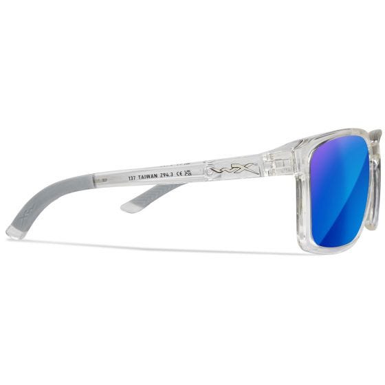 Wiley X WX Alfa Brille - Captivate Polarized Blau Mirror Lenses / Gloss Clear Crystal Frame