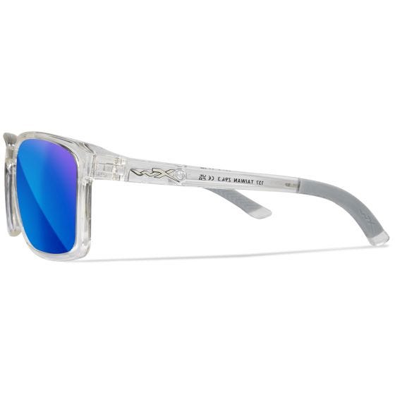 Wiley X WX Alfa Brille - Captivate Polarized Blau Mirror Lenses / Gloss Clear Crystal Frame