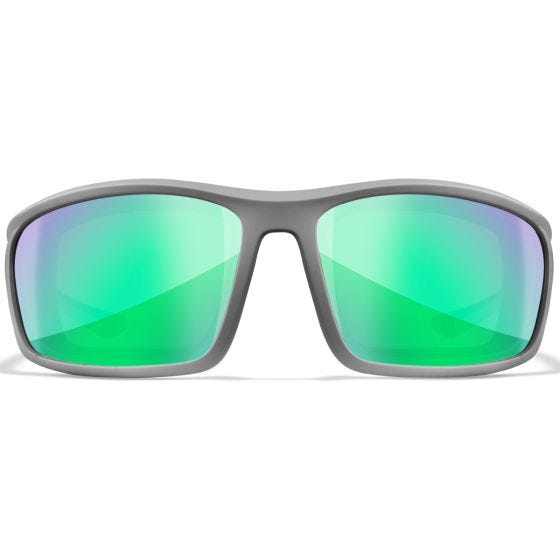 Wiley X WX Grid Brille - Captivate Polarized Grün Mirror Lenses / Matte Cool Grey Frame