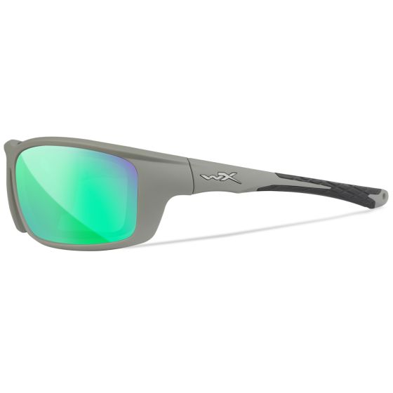 Wiley X WX Grid Brille - Captivate Polarized Grün Mirror Lenses / Matte Cool Grey Frame