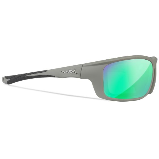 Wiley X WX Grid Brille - Captivate Polarized Grün Mirror Lenses / Matte Cool Grey Frame