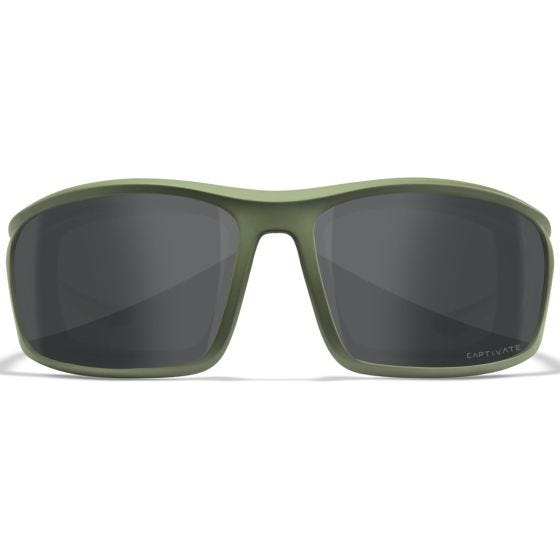 Wiley X WX Grid Brille - Captivate Polarized Grau Mirror Lenses / Matte Utility Grün Frame