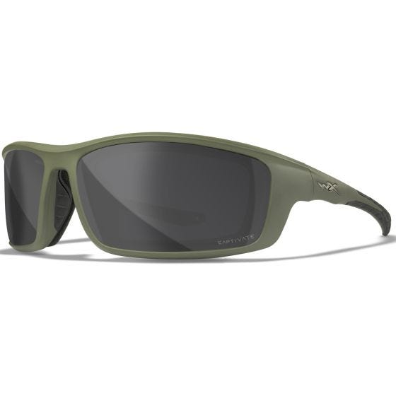 Wiley X WX Grid Brille - Captivate Polarized Grau Mirror Lenses / Matte Utility Grün Frame