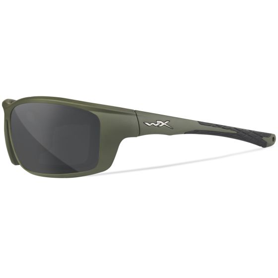 Wiley X WX Grid Brille - Captivate Polarized Grau Mirror Lenses / Matte Utility Grün Frame