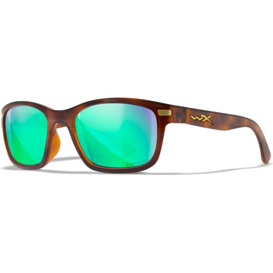 Wiley X WX Helix Brille - Captivate Polarized Grün Mirror Lenses / Gloss Demi Braun Frame