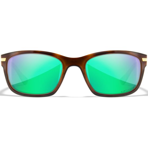 Wiley X WX Helix Brille - Captivate Polarized Grün Mirror Lenses / Gloss Demi Braun Frame