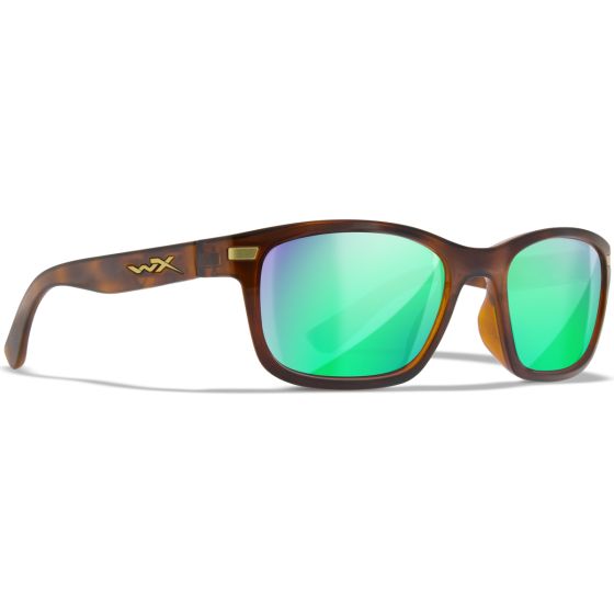 Wiley X WX Helix Brille - Captivate Polarized Grün Mirror Lenses / Gloss Demi Braun Frame