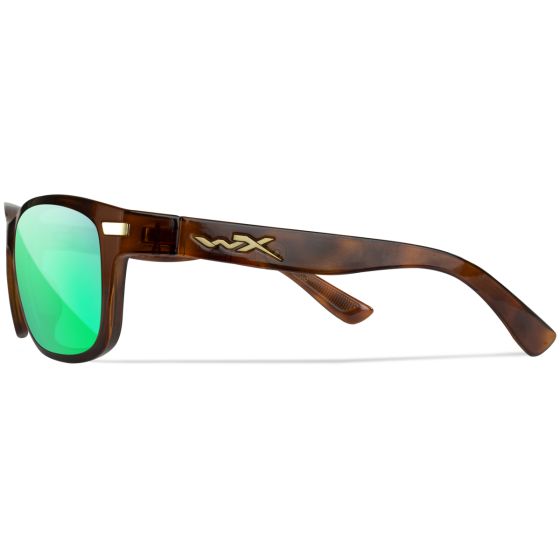 Wiley X WX Helix Brille - Captivate Polarized Grün Mirror Lenses / Gloss Demi Braun Frame