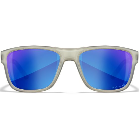 Wiley X WX Ovation Brille - Captivate Polarized Blau Mirror Lenses / Matte Slate Frame