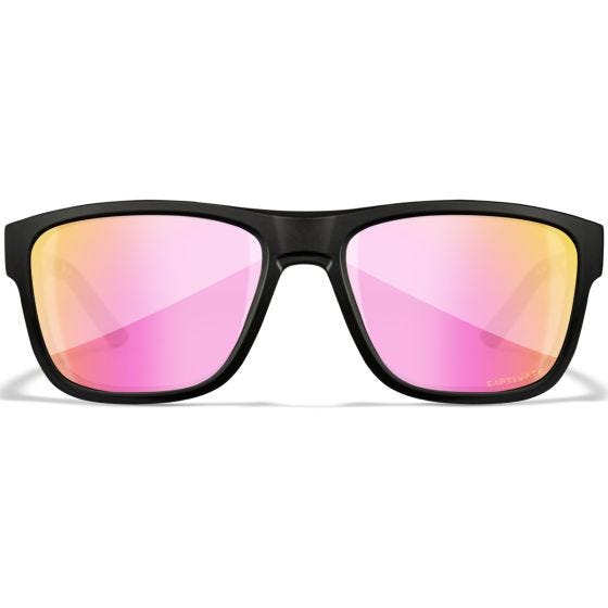 Wiley X WX Ovation Brille - Captivate Polarized Rose Gold Mirror Lenses / in Mattschwarz Frame
