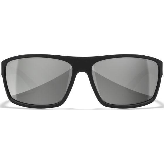 Wiley X WX Peak Brille - Silber Flash Lenses / Hochglanz Schwarz Frame