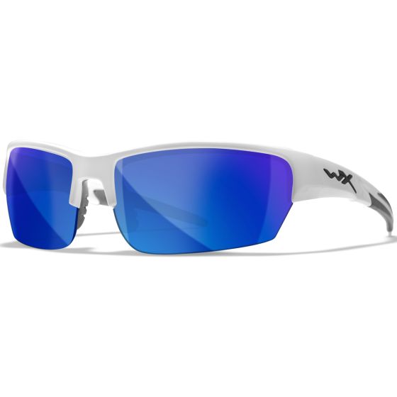 Wiley X WX Saint Brille - Polarized Blau Mirror Lens / Gloss Weiß Frame