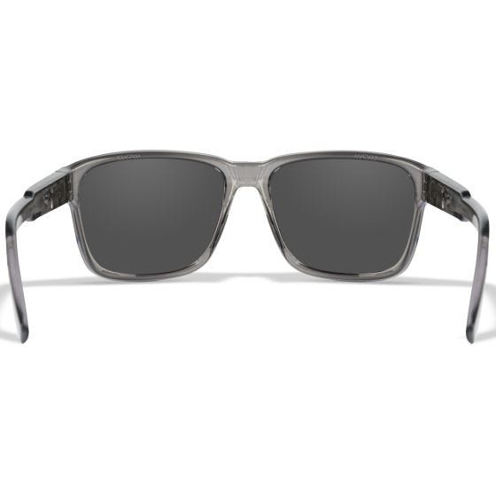 Wiley X WX Trek Brille - Captivate Polarized Blau Mirror Lenses / Gloss Crystal Dunkelgrau Frame