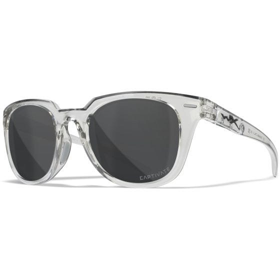 Wiley X WX Ultra Brille - Captivate Polarized Grau Lenses / Gloss Crystal Hellgrau Frame