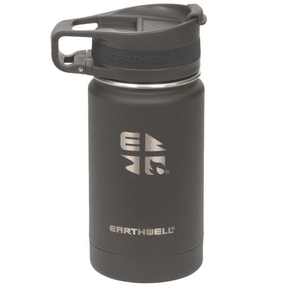 Earthwell Roaster Vakuum-Trinkflasche mit Befestigungsvorrichtung 355 ml Volcanic Black