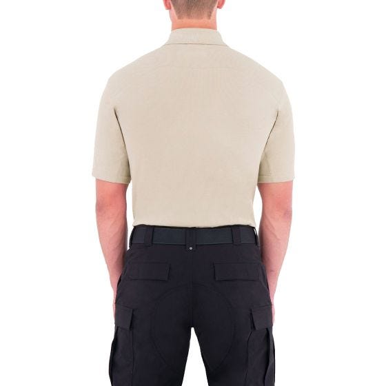 First Tactical Herren Kurzarm-Polohemd aus Baumwolle mit Stifttasche Khaki