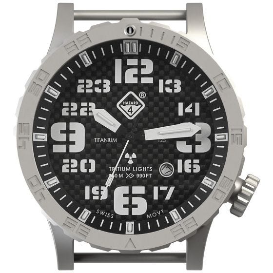 Hazard 4 Heavy Water Diver Titanium Carbon-Armbanduhr mit Tritium-Lichtquelle Blau/Rot